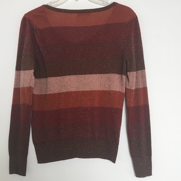 New York & Company Metallic Multi Color Cardigan Color Block Long Sleeve Stretch - Picture 6 of 8